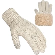 Winter Gloves for Women Wool Warm Touchscreen Thermal Fleece Stretchy Knit Gloves for Cold Weather Winter Gifts