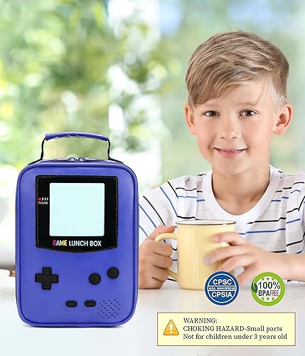 Miniatura 8 de Boys Lunch Box,Gamer Lunch Box for Boys Kids,Leather Insulated Lunch Bag for Kids,School Thermal Meal Cooler Lunch Boxes for Boy Kid