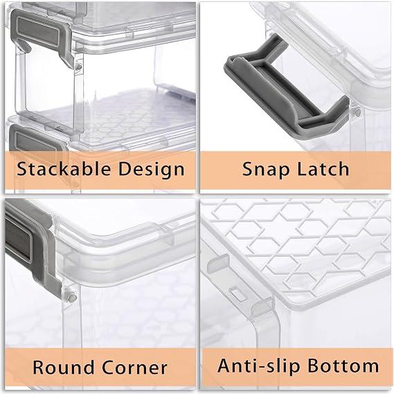 BSTKEY 10pcs Plastic Small Storage Containers with Lid, Clear (12*8*7cm)
