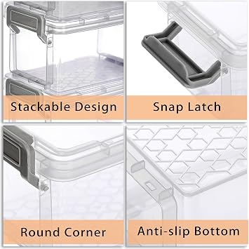 BSTKEY 10pcs Plastic Small Storage Containers with Lid, Clear (12*8*7cm)