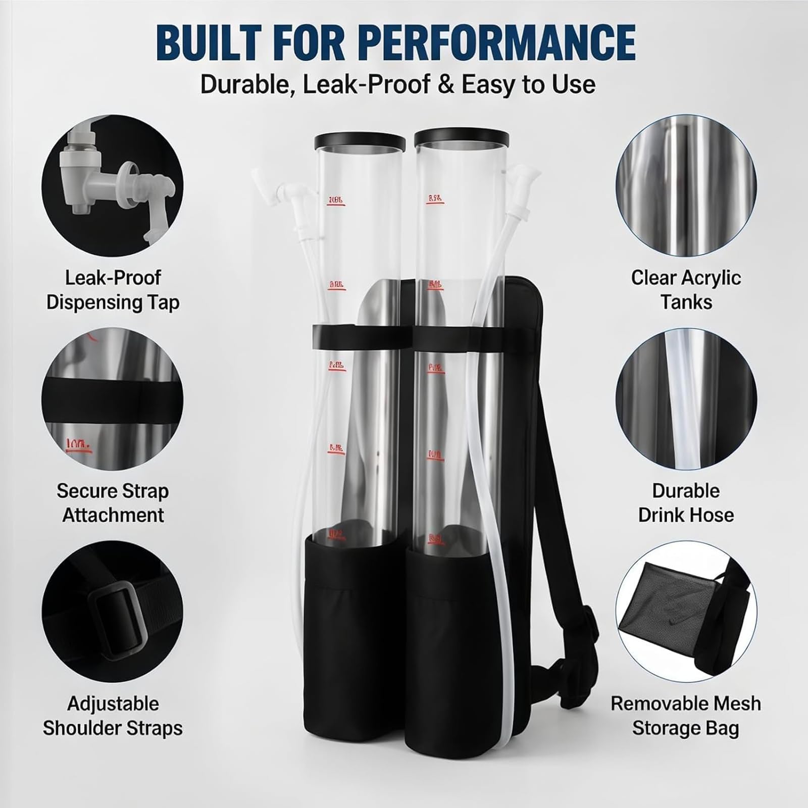 NGARY Dispensador De Cerveza Tipo Mochila con Doble Tanque De 6 litros, Mochila para Bebidas Líquidas con Forma De Barril Y Líneas De Medición, Ideal para Fiestas Al Aire Single