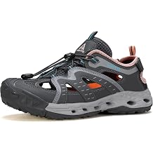 HUMTTO Womens Amphibious Closed Toe Hiking Sandals Quick-Dry Water Shoes Non-Slip Athletic Adjustable Outdoor Fisherman Summer Beach Walking Travel Sandals 10 Dark Grey