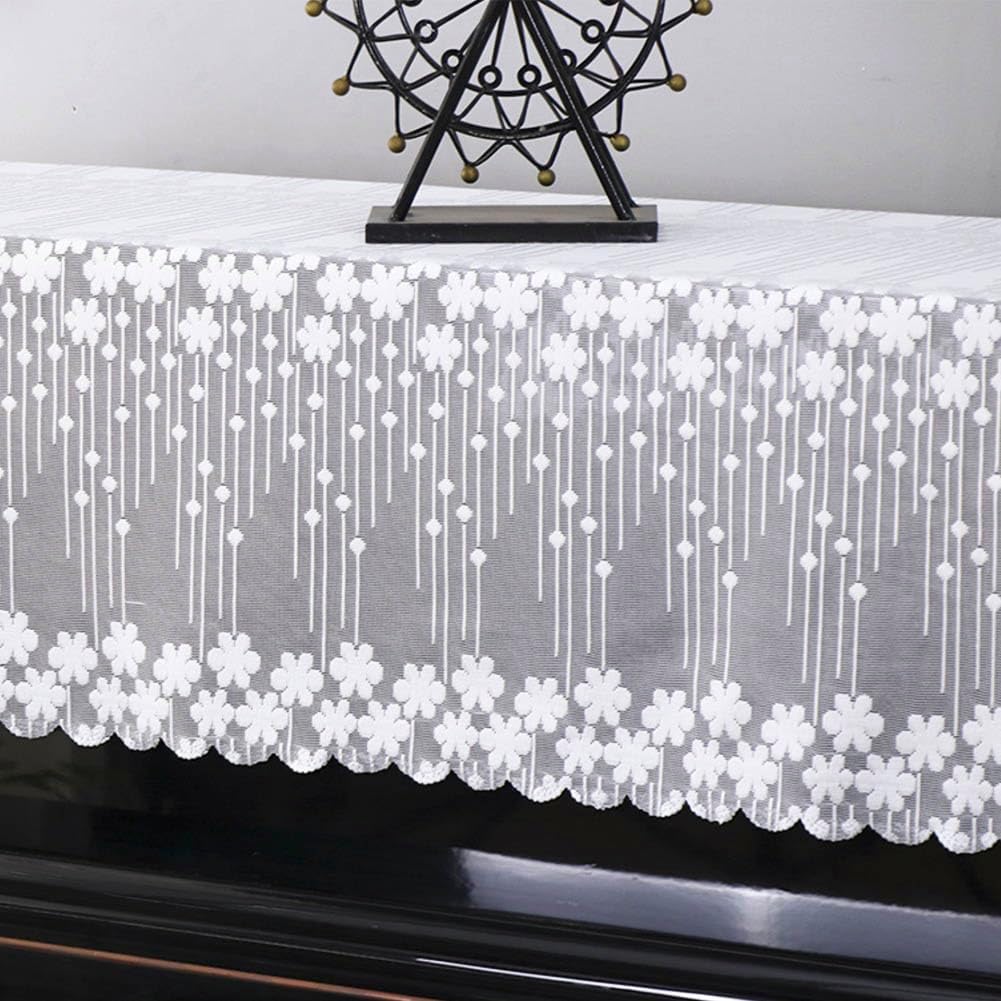 Piano Cover Elegant Lace Embroidery Plum Blossom Decorative Dust-proof Cover for Standard Upright Pianos 78.74 x 55.11 Inch Piano Top Cover