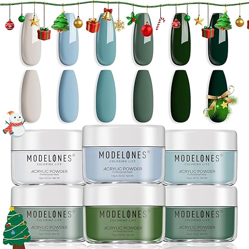 Modelones Acrylic Powder 6 Colors Acrylic Nail Powder Kit Sage