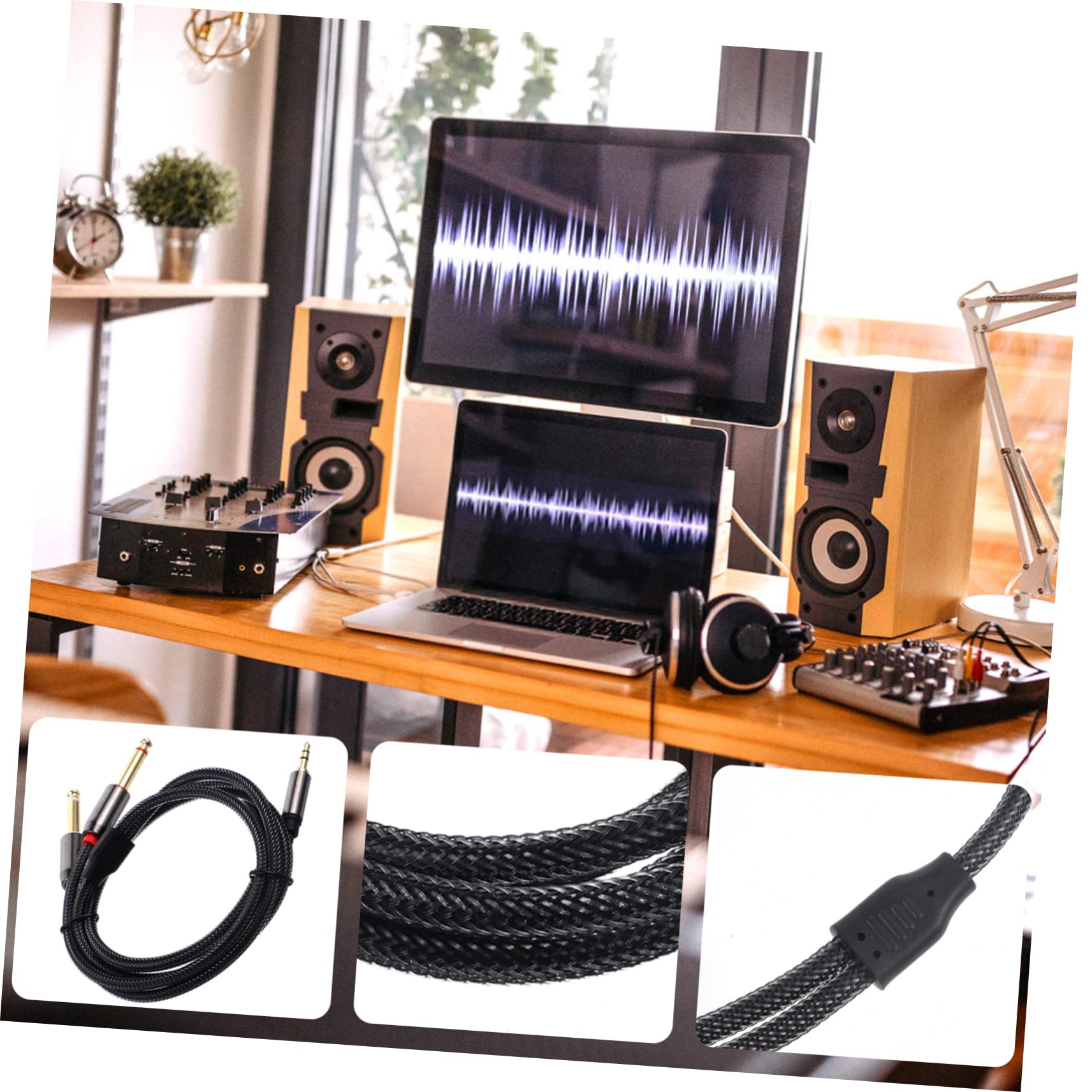 UKCOCO 5 Pezzi Convertono 3 5 Mm in 2x 1/4 Cavo Audio Splitter 1 M Lega Di Zinco Intrecciato Per Un Suono Compatibile Con Molti Dispositivi