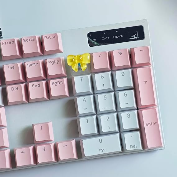 Personalized Cute Bowknot Transparent Keycap Handmade OEM Profile Base DIY Custom ESC Backlit Key Cap for Mechanical Keyboard Cherry MX Switch (Yellow)