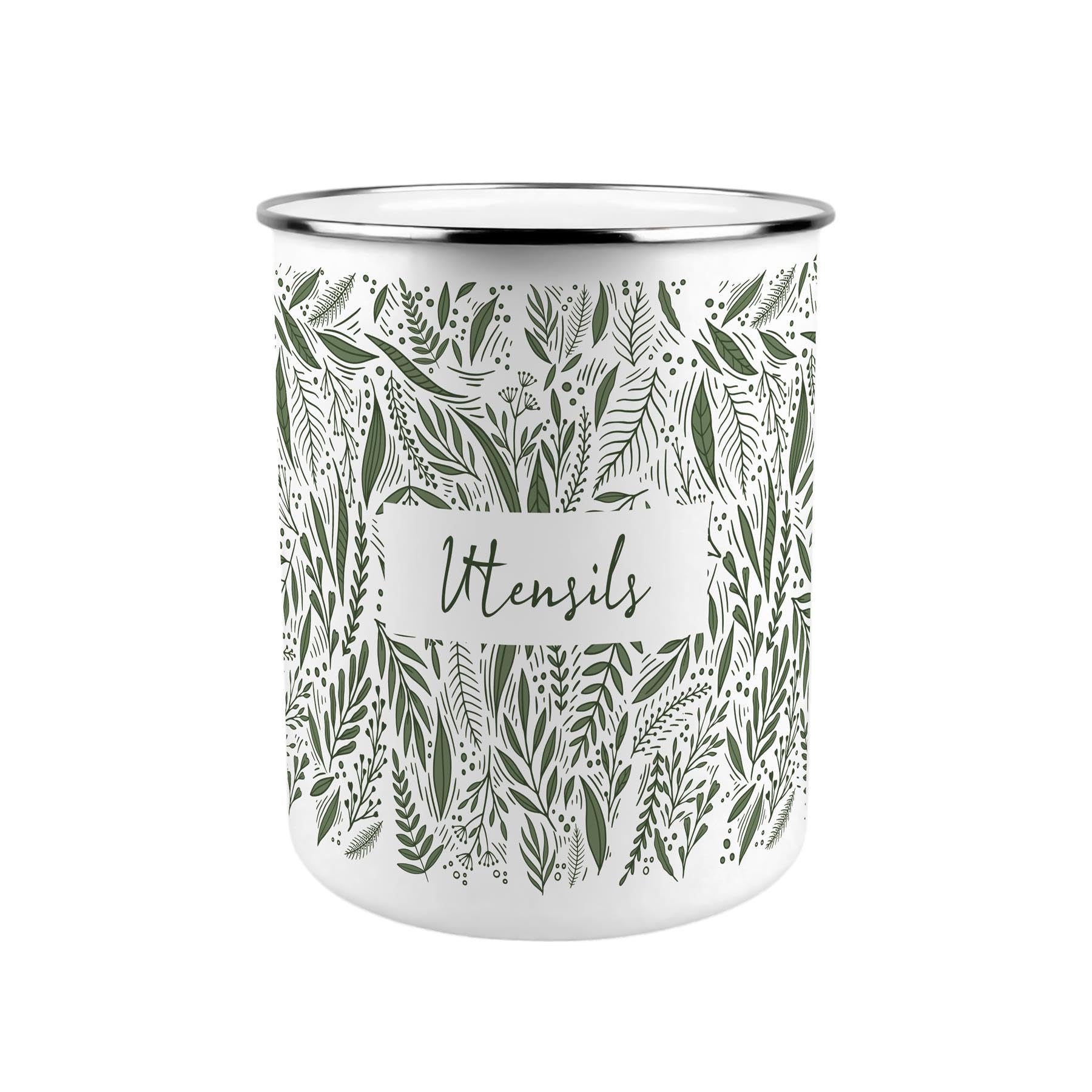 Purely Home Green Leaves Kitchen Utensil Holder from B&Q