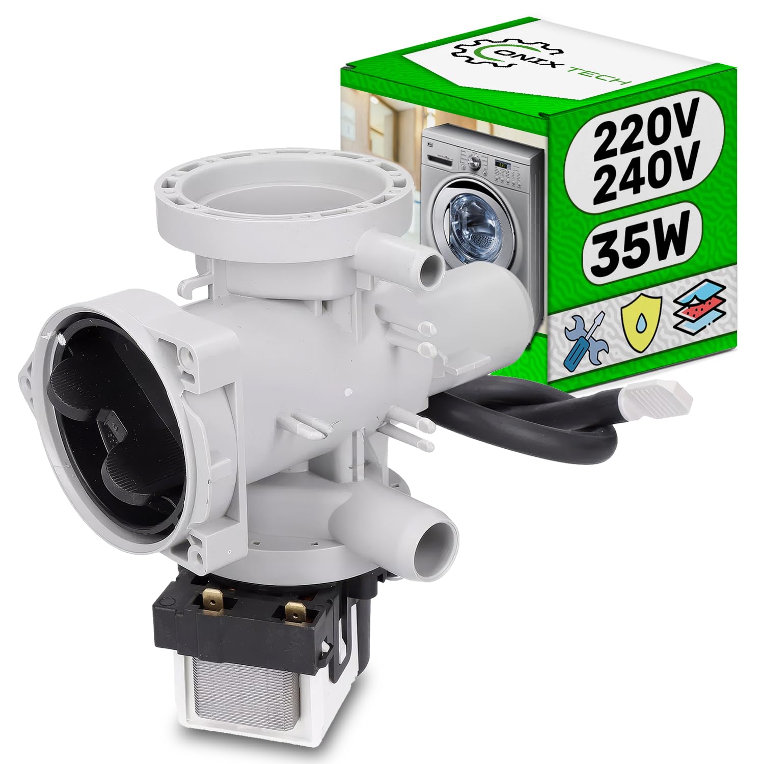 Pompa odpływowa pralka 35W 220V / 240V z oryginalnym kodem 5859EN1006B 5859EN1006M 5859EN1006S 5859ER1002M AHA73653502 EAU62263305 dla LG - 5 lat - ONIX TECH