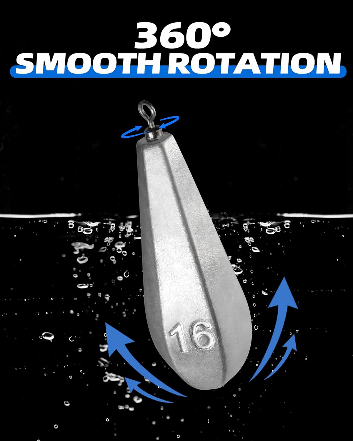 BLUEWING Swivel Bank Sinkers Fishing Weights with Swivel Bottom Bullet Sinkers for Freshwater and Saltwater, 1/8oz to 16oz