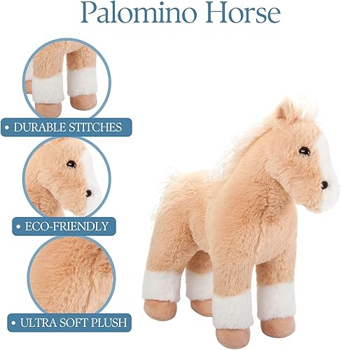 Miniatura 4 de The Petting Zoo Peluche de caballo Palamino de pie, regalos para niños, animales salvajes de corral Onez, juguete de peluche de caballo Palamino, 12