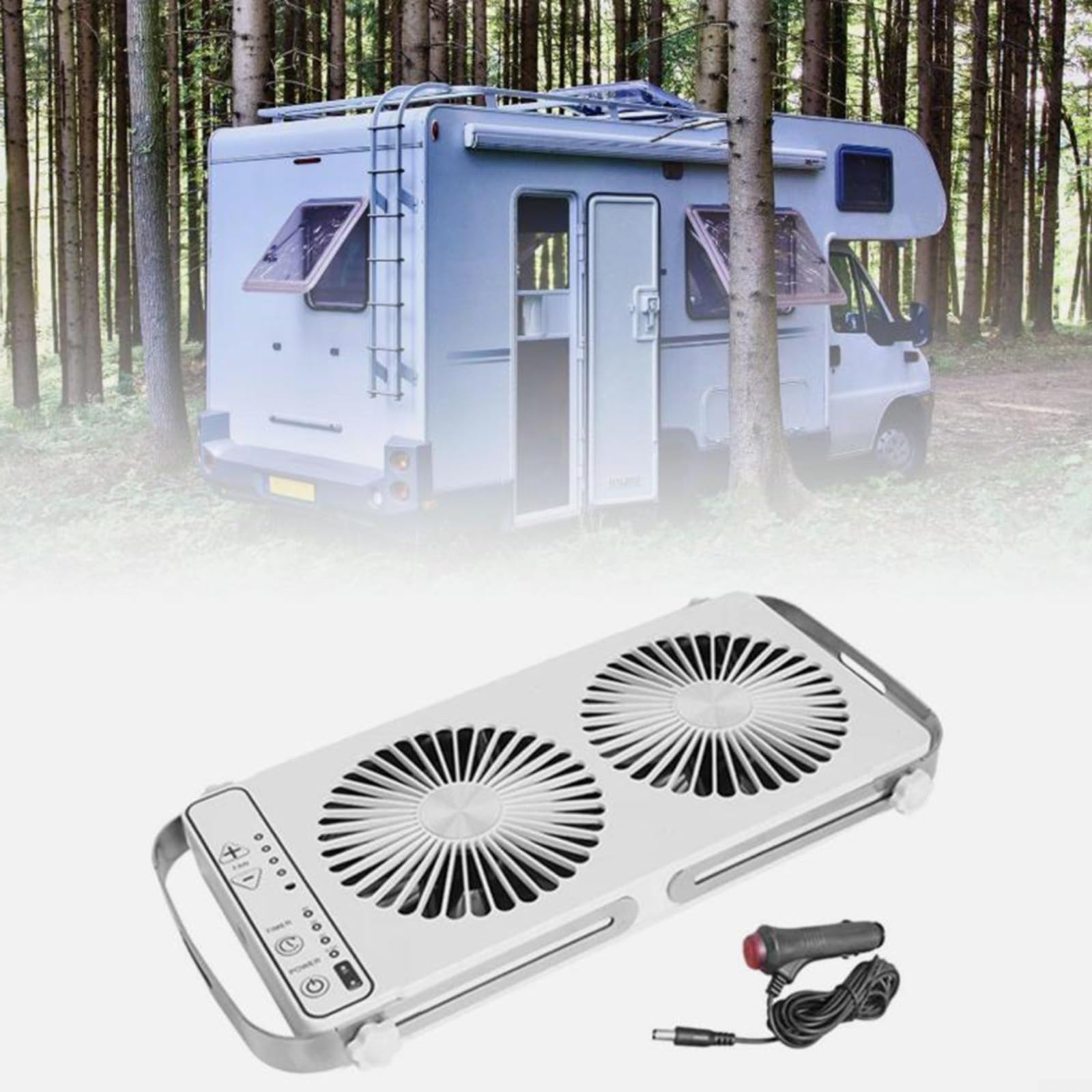 Ventola portatile per finestra da tetto con controllo della velocità regolabile, design espandibile da 37 a 50 cm, per camper e camper (bianco)