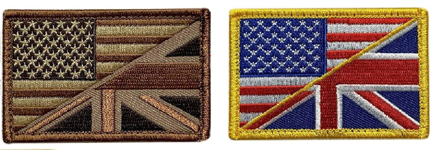 USA/UK Flag British USA Flag Patch [2PC Bundle - 3.0 X 2.0 -Hook Fastener -MTB3-1]