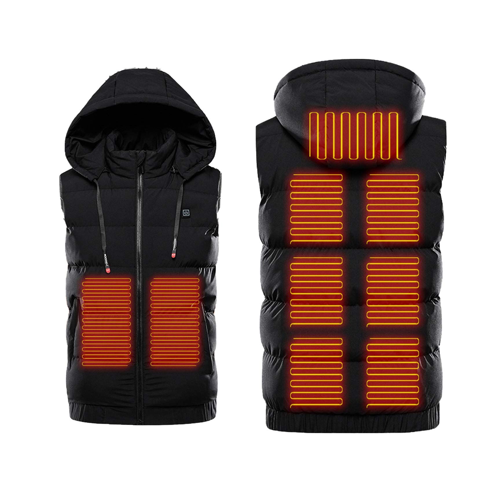 Gilet termico, Gilet riscaldante elettrico USB a 9 zone Pad più caldo Escursionismo Panno caldo for esterni Gilet da campeggio riscaldato con cappuccio Giacca termica impermeabile,Blu,L(Black,4XL)