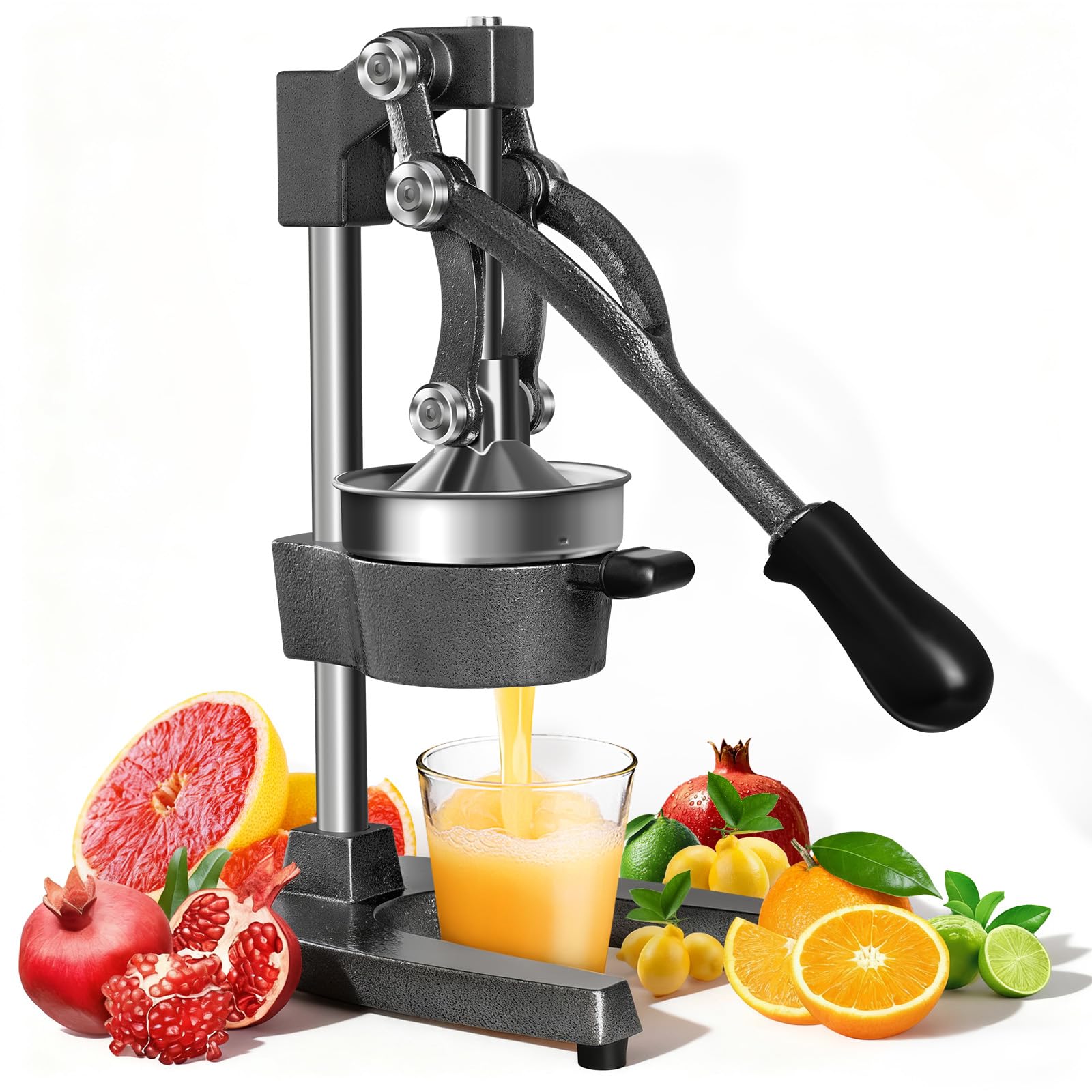 Saftpresse Manuell, Zitruspresse und Orangenpresse, Profi Zitronenpresse Handpresse mit 9cm Öffnung, Leicht zu Reinigende Zitruspresse, Profi Orangenpresse für Orangen Zitronen Granatäpfel Grapefruits