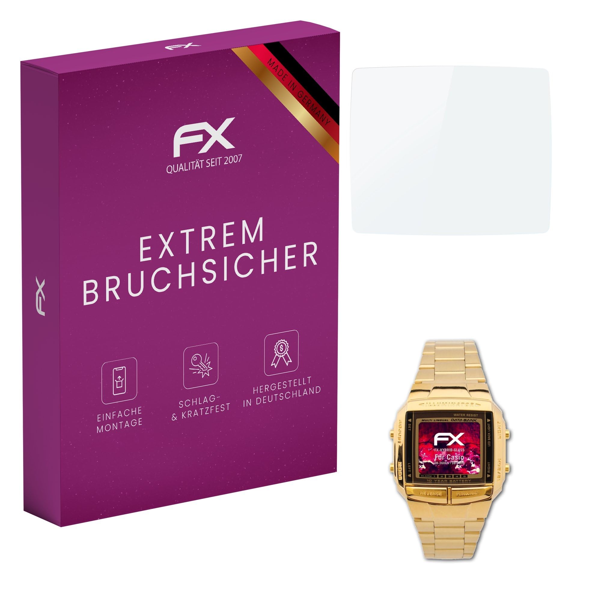 atFoliX Plastic Glass Protective Film compatible with Casio DB-360GN / DB-360N Glass Protector, 9H Hybrid-Glass FX Screen Protector