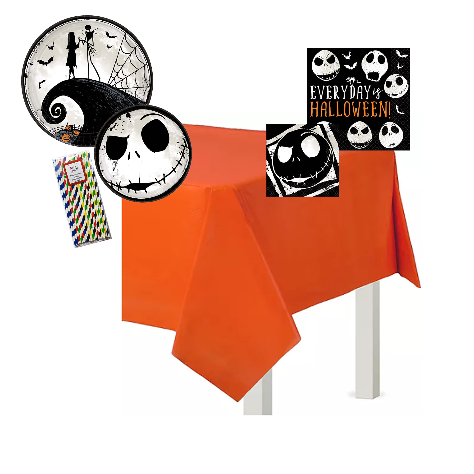 Amscan Nightmare Before Christmas Party Tableware Kit Napkins, Plates,  Tablecover Bundle, 16 Guests