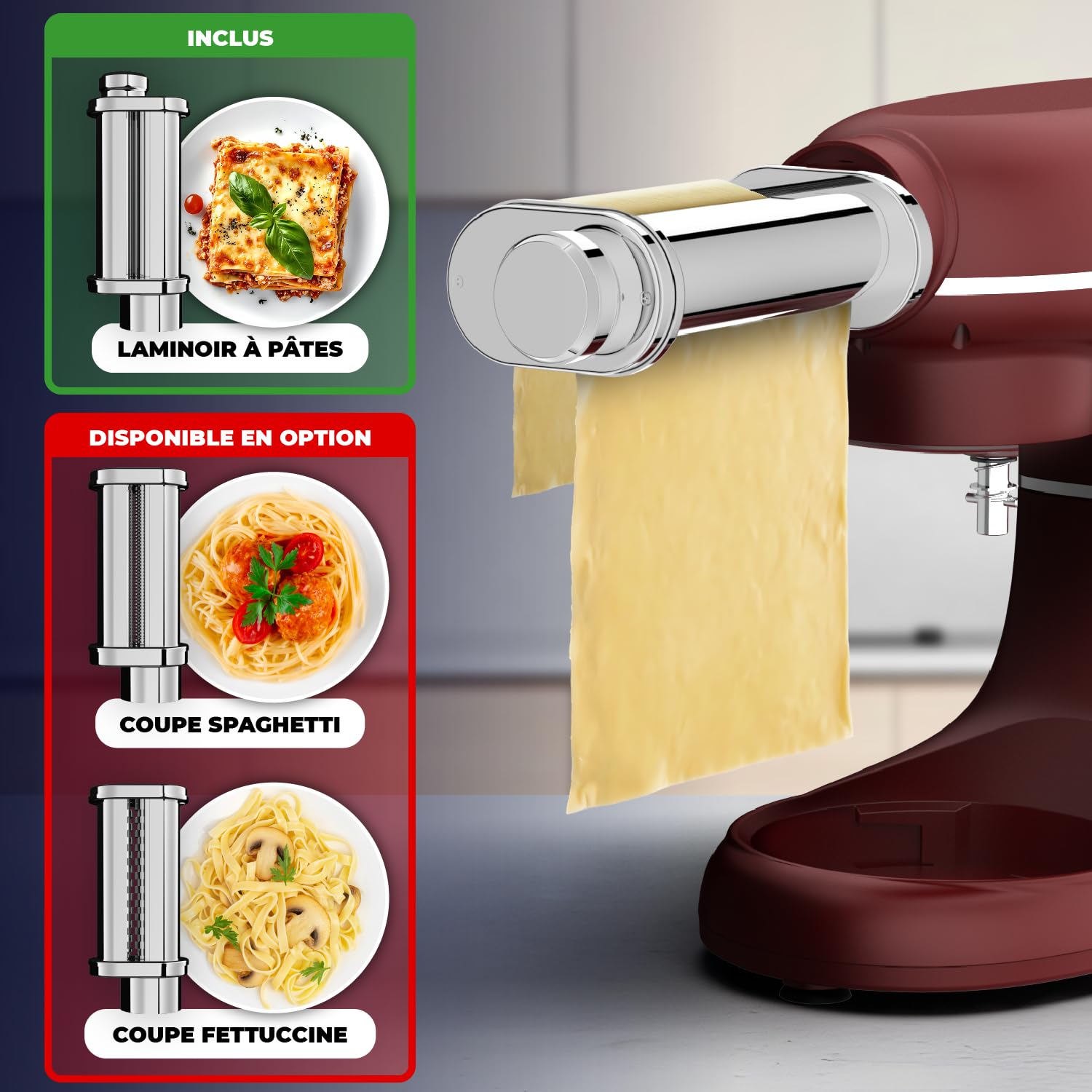 Accessoires Coupe-Pâtes Fentic - Pour Spaghetti Et Fettuccine - Compatible Machine à Pâtes