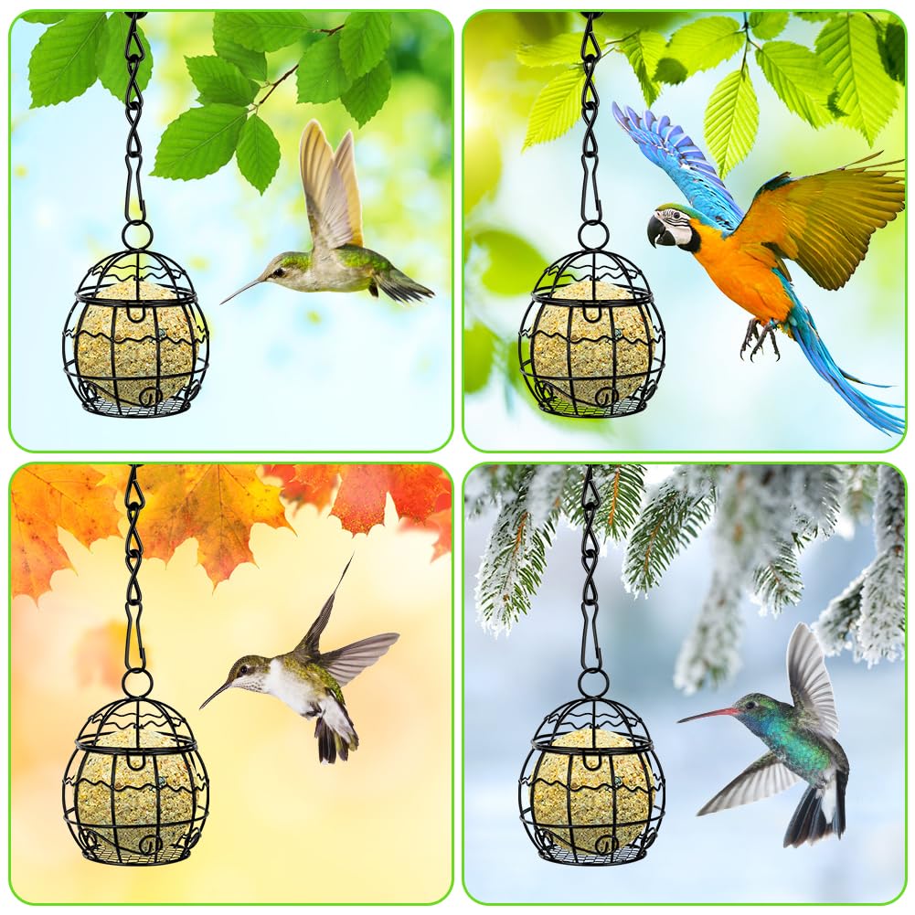 OFFCUP Comedero para Pájaros, 4PCS Comedero Pájaros Bolas de Grasa, Alimentador de Pájaros de Metal con 4 Ganchos en Forma de S, Comedero Colgante Exterior para Balcón Jardín Gorrión Pájaros Salvajes — view 6