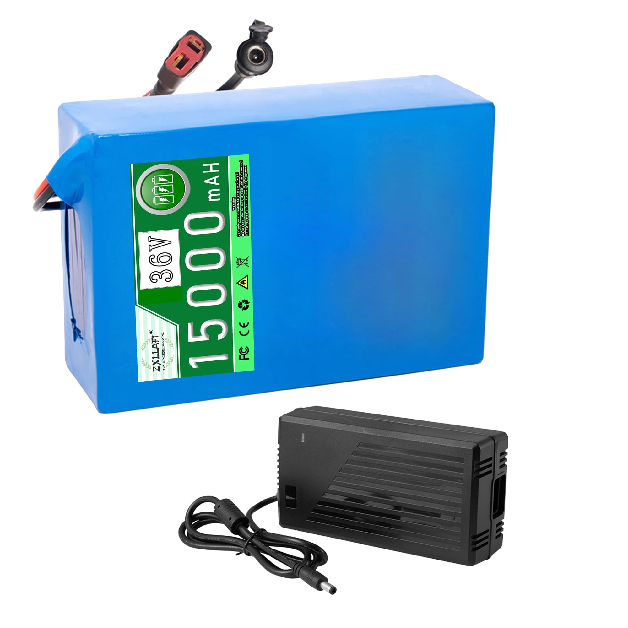 Batería Iones Litio 36 V, 20 Ah, 15 Ah, batería Litio 36 V, batería de Repuesto, 36 V Paquete batería Iones Litio con Cargador y BMS para Motores de 250 W a 750 W,36v15ah t Plug