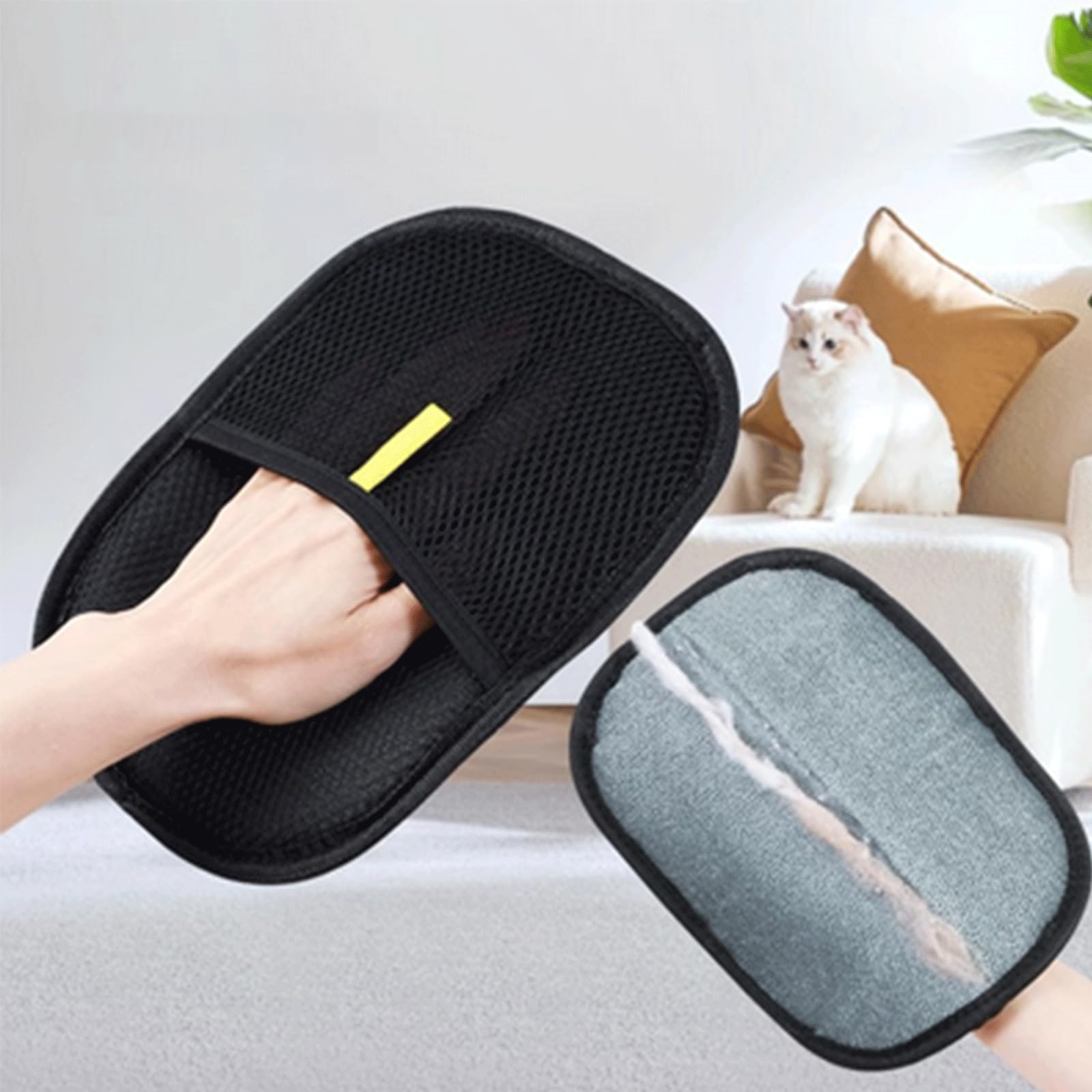 rflaueo 2pcs Pet Grooming Gloves Static Removal Gloves Pet Hair Double Sided Grooming Gloves for Dog Cat with Pet Comb for Grooming Deshedding - Image 4