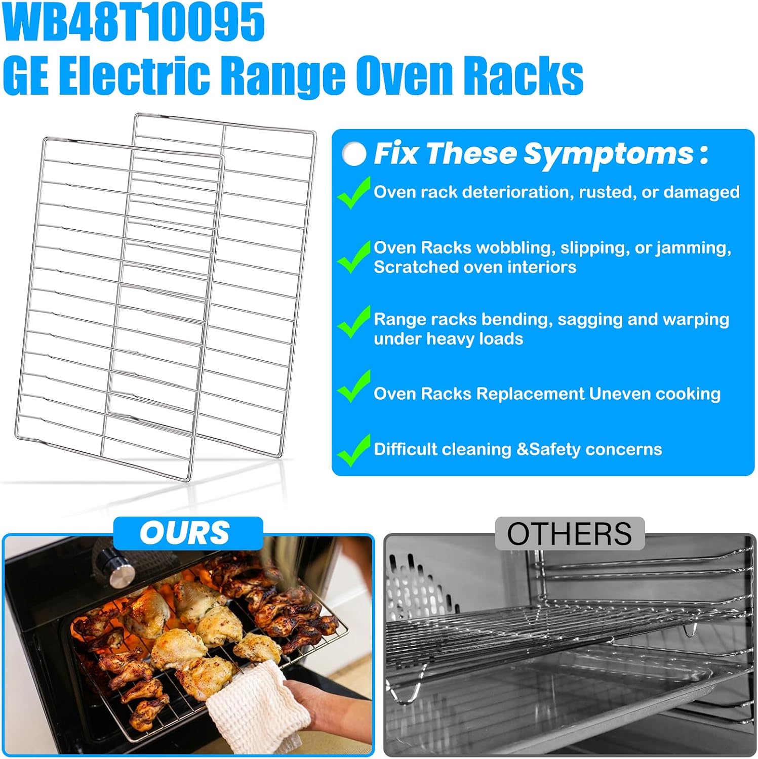 UPGRADED WB48T10095 Oven Racks Replacement For GE Oven Rack Replacement