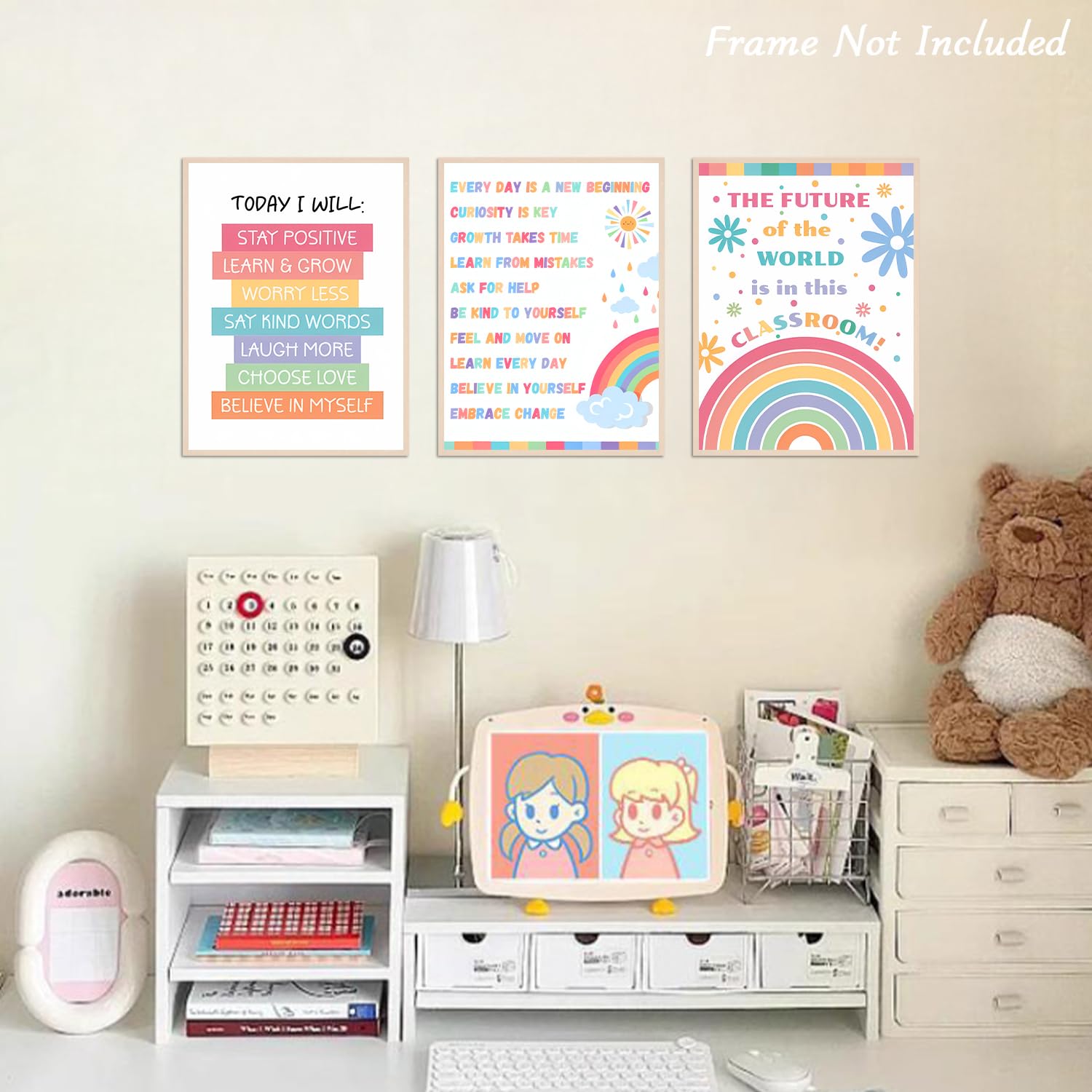 Dazzlewall 6Pcs Kids Motivational Wall Art Posters for Classroom ...