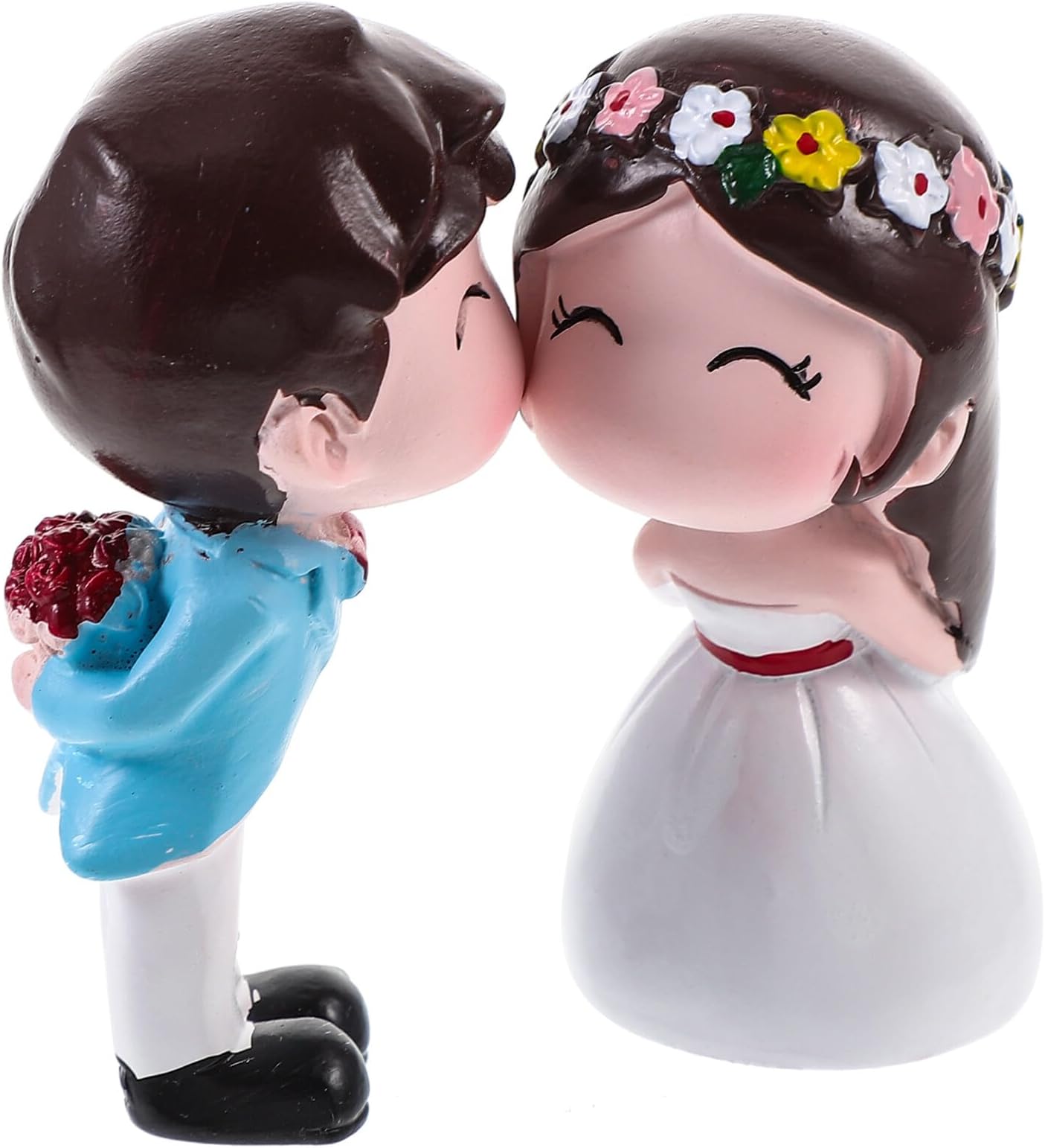 Amosfun 1 Pair Bride And Groom Cake Topper, Resin Kissing Couple Cake Ornaments, Resin Couple Figurine Cake Decoration For Wedding Engagement