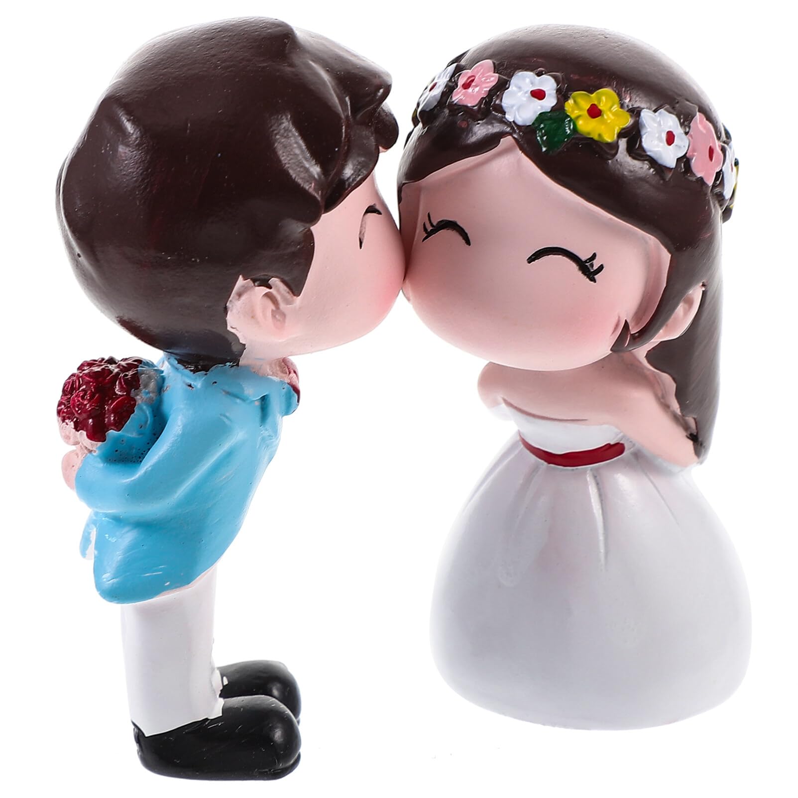Amosfun 1 Pair Bride And Groom Cake Topper, Resin Kissing Couple Cake Ornaments, Resin Couple Figurine Cake Decoration For Wedding Engagement
