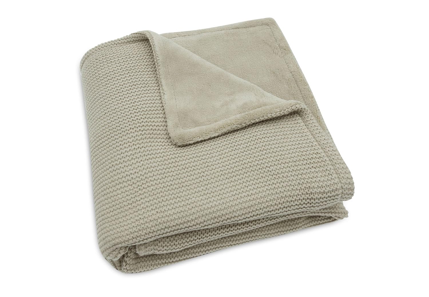 Jollein 517-511-67054 Babydecke Strickdecke mit Teddyfell Basic Knit Olive (75x100 cm)