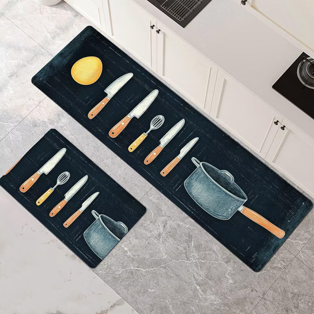 Alfombra cocina lavable de secado rápido, juego de 2 piezas grandes para pasillo y entrada