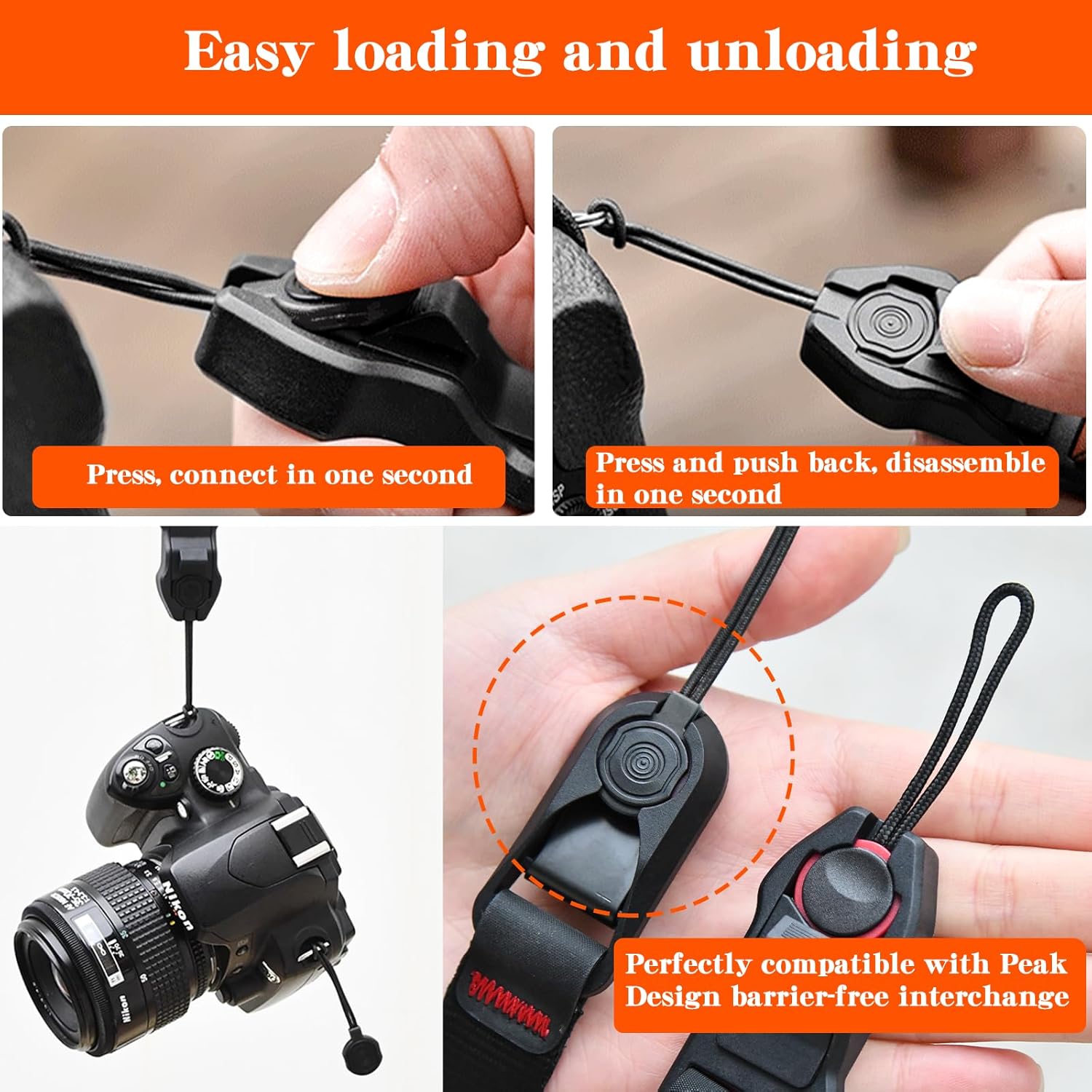 Anchor Connector Suitable for Peak Design Strap 3-Layer Structure Load-Bearing 198 lbs Suitable with DSLR Mirrorless Camera Telescopes (Black-2) - Image 5