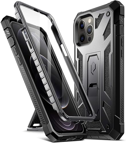 Poetic Spartan Series for iPhone 12 Pro Max 67 inch Case Full-Body Rugged Dual-Layer Metallic Color Accent with Premium Leather texture Shockproof
