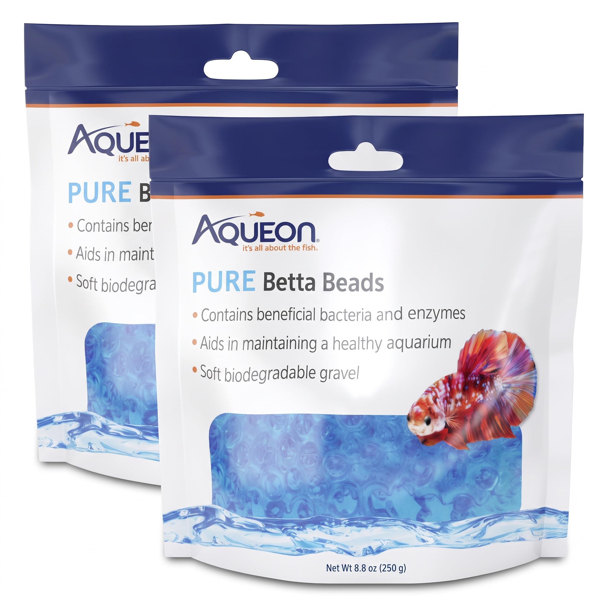 Aqueon Pure Betta Beads, Blue (Pack of 2)