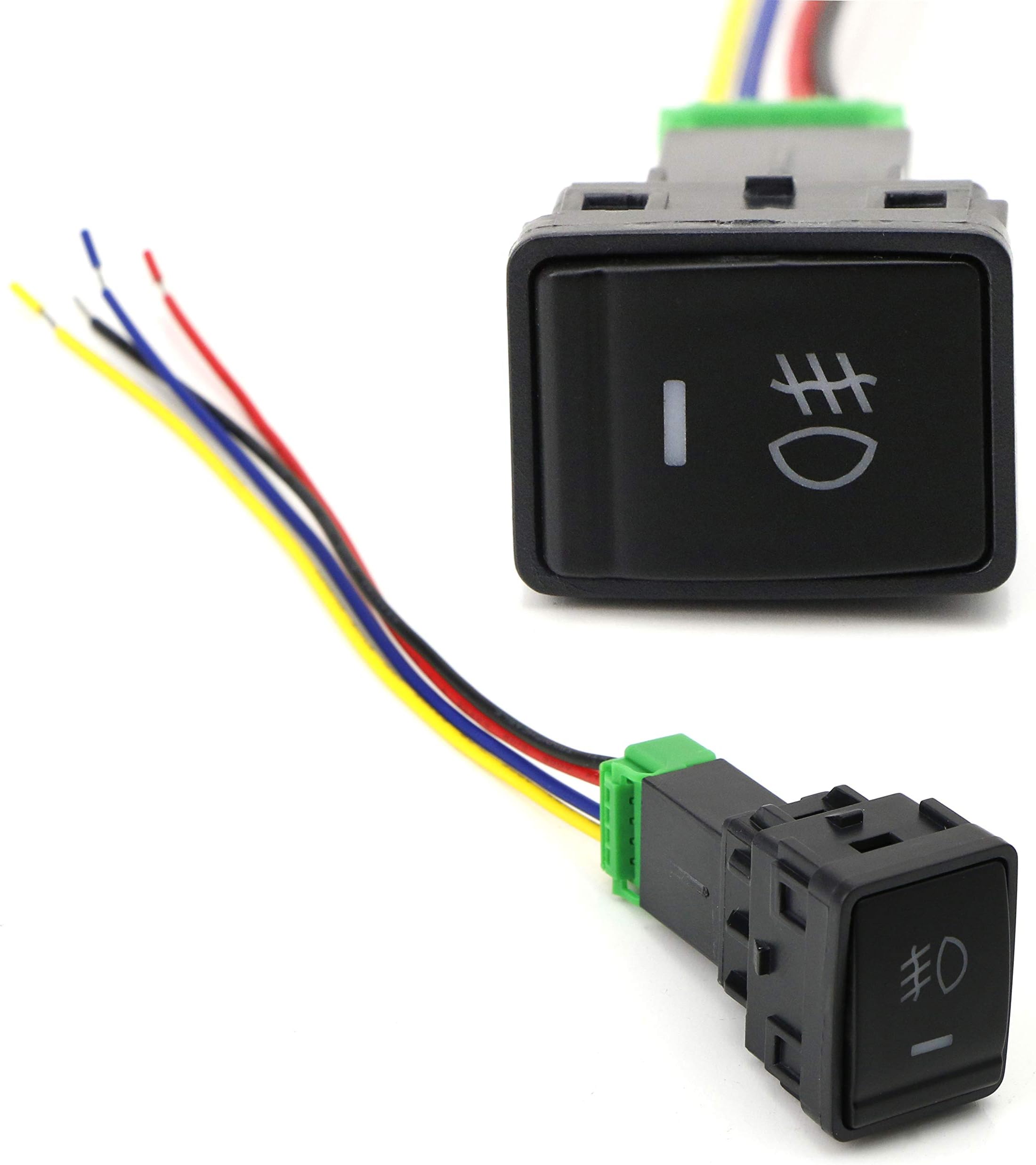 iJDMTOY (1) Factory Style 4-Pole 12V Push Button Switch w/LED Background Indicator Lights Compatible With Fog Lights, DRL, LED Light Bar, etc, Fit Nissan Murano Sentra Altima, etc (Size: 30x23mm)