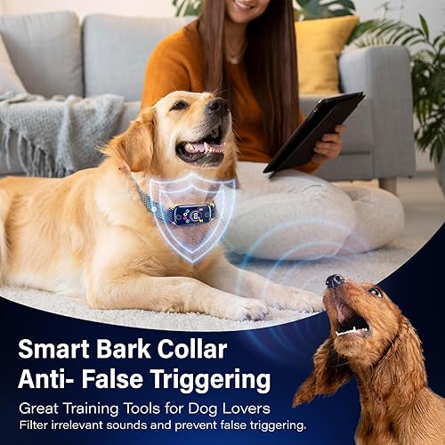 Miniatura 4 de Collar antiladridos para perros grandes, pequeños y medianos, collar antiladridos recargable, collar inteligente de ladridos con 8 sensibilidad