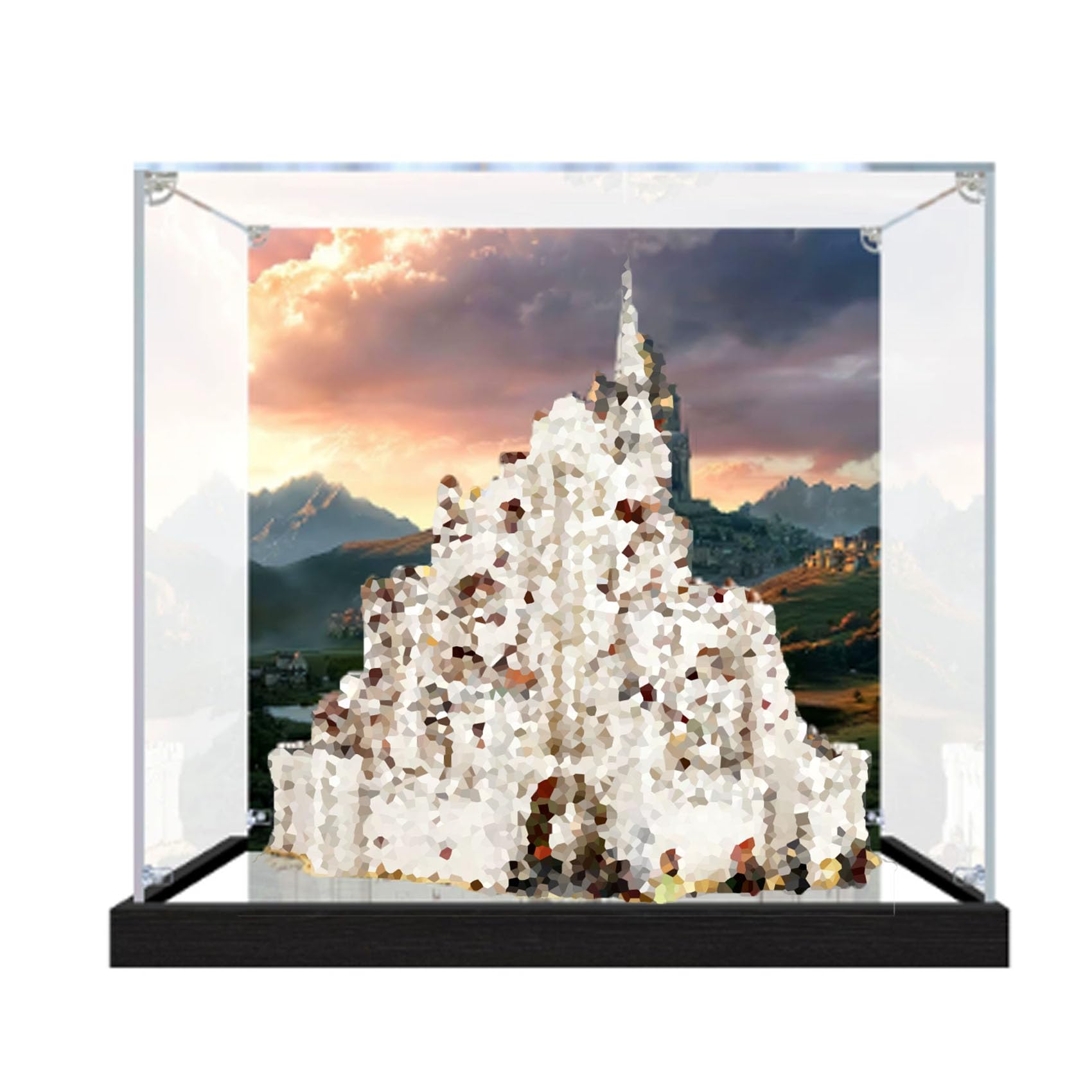 Acrylic Display Case for Le-go 11377 Castle Model, Dustproof Display Box (display box only) (StyleC Background 3mm)