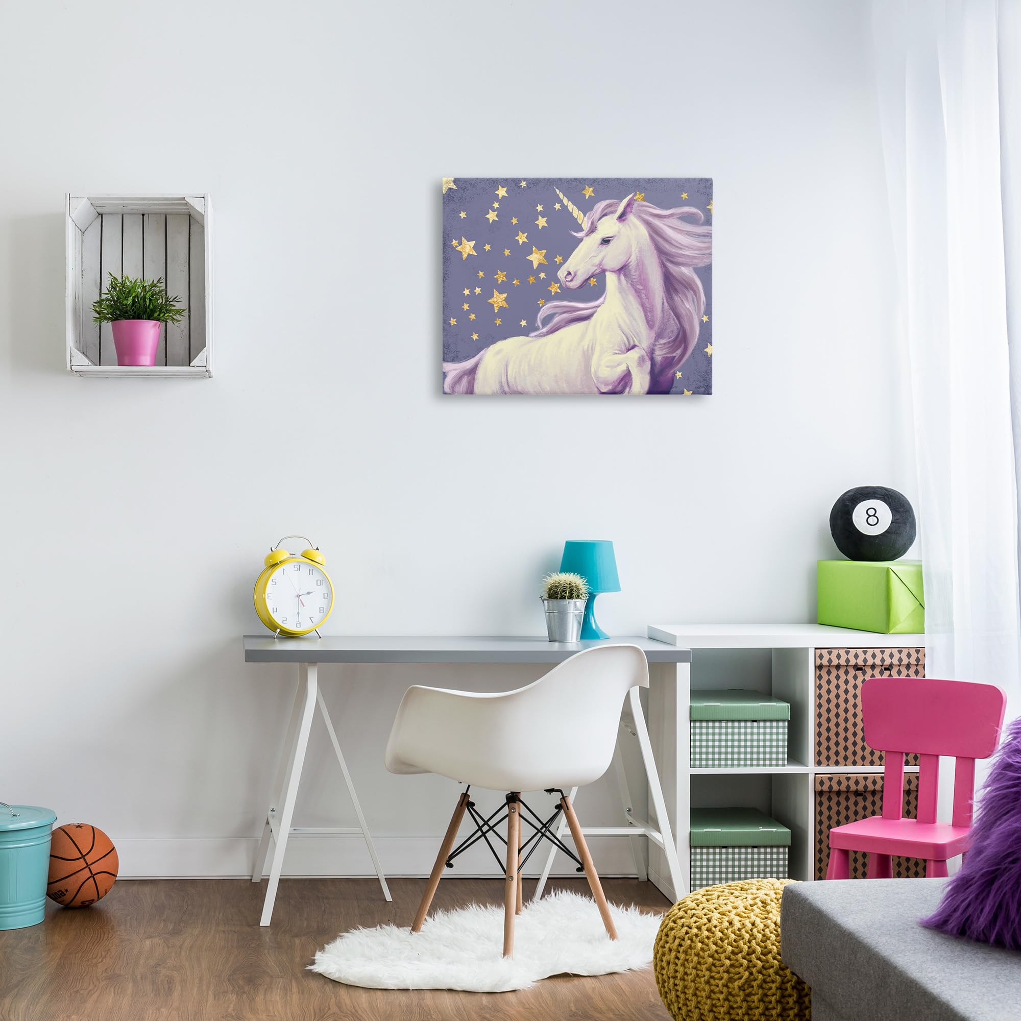 Stupell Industries Purple Unicorn in Starry Night Sky Space Fantasy, Designed by Ziwei Li Wall Art, 24x30, Canvas