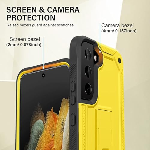 Miniatura 10 de URBANITE Funda protectora resistente a prueba de golpes para Samsung Galaxy S23 Ultra, grado militar, con soporte (amarillo)