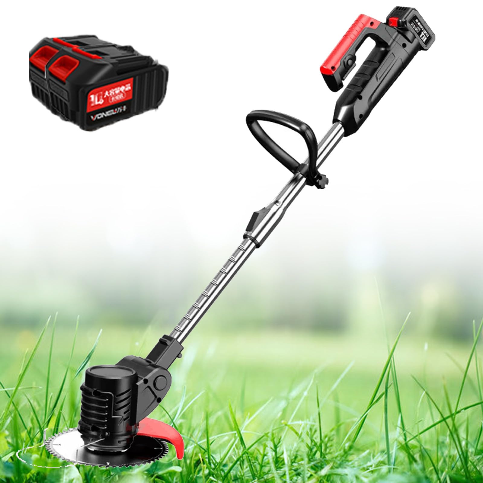 Tosaerba elettrico senza fili, ricaricabile, alimentato a batteria, per tagliare il giardino domestico, soluzione ecologica per la cura del prato