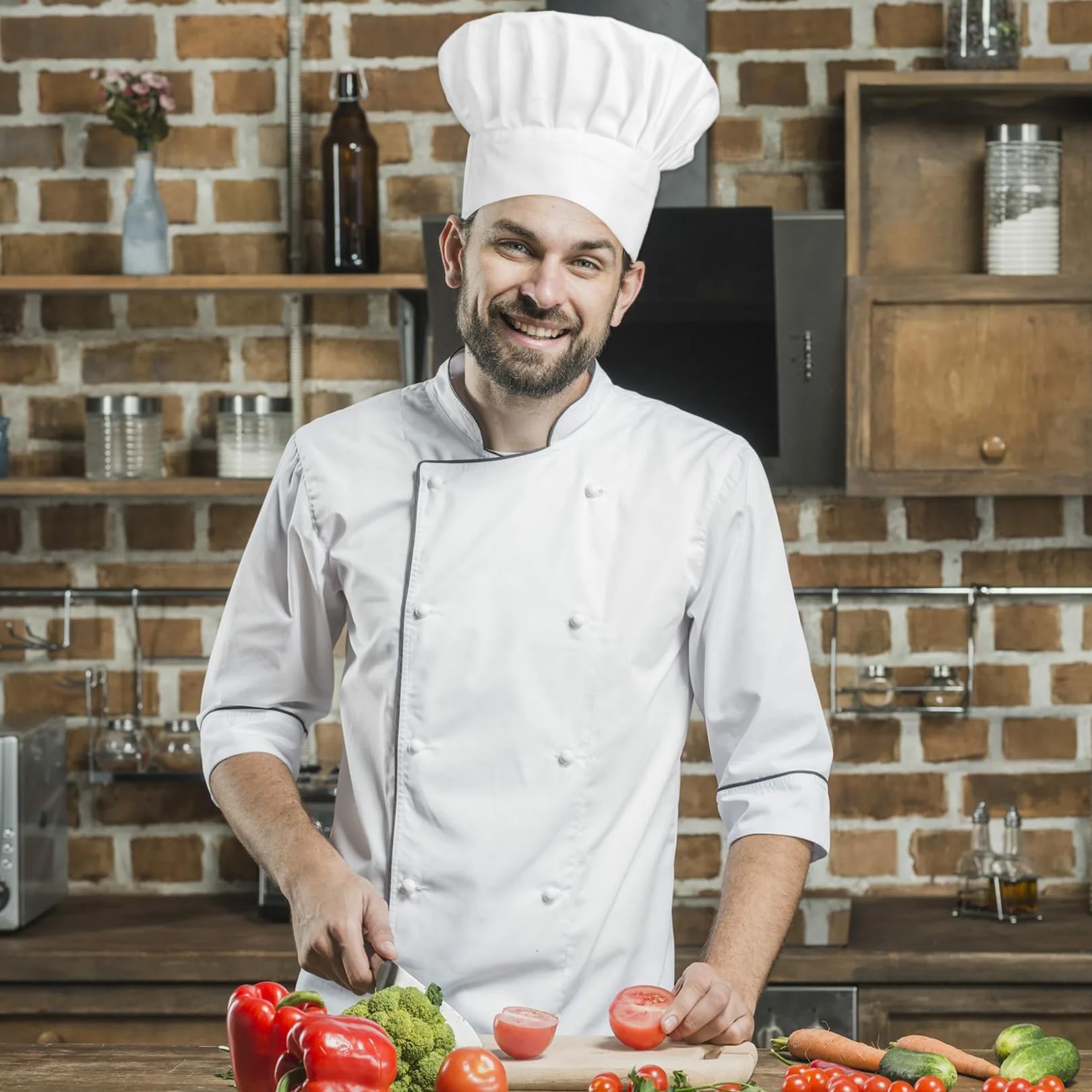 Męska czapka kucharska, regulowana czapka kucharska, czapka kucharska dla dzieci, oddychająca czapka kucharska, wielokrotnego użytku, do szkół smakoszy, restauracji, hoteli, szkół, kuchni prywatnej