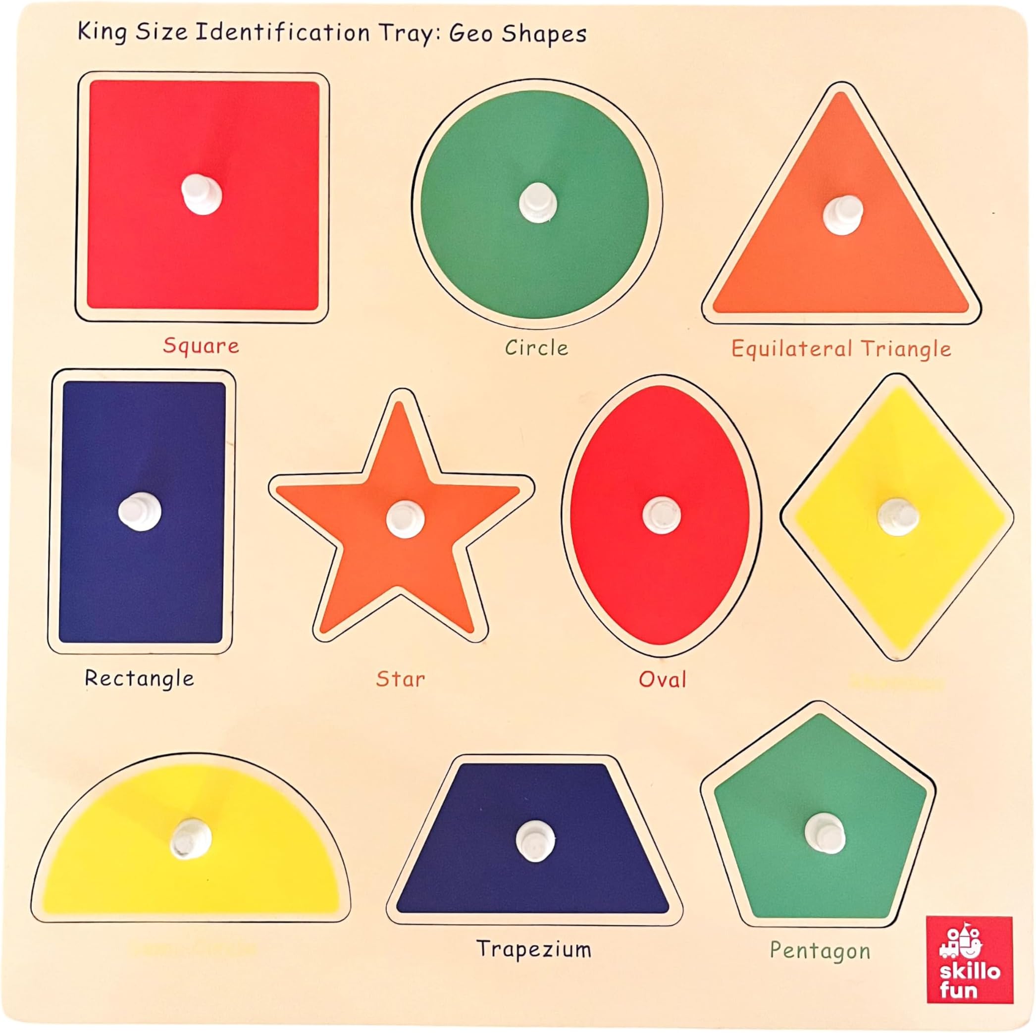 - Skillofun Wooden Shape Sorter Peg Board | 10 Shapes & Colour Sorting Puzzle for 1 2 3 Year Old | Montessori Knob Puzzle Toy for Boys & Girls | Fine Motor & Brain Development
