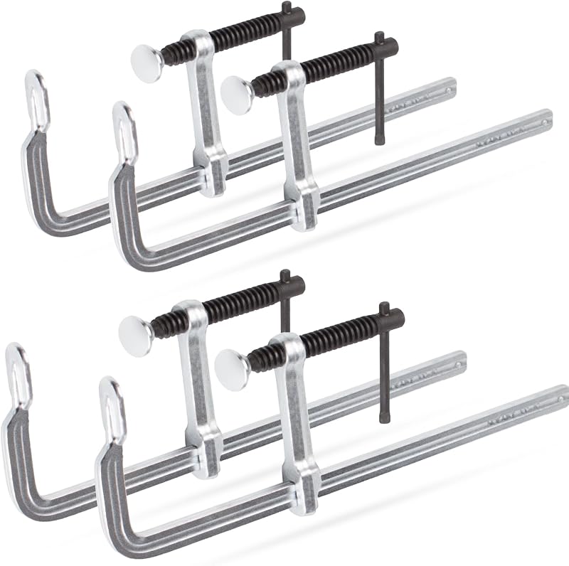 Paquete de 4 abrazaderas de barra de soldadura de 12 pulgadas | Abrazaderas de barra de acero forjado, profundidad de garganta, fuerza de carga de 3 pulgadas, 450 libras para carpintería, soldadura, trabajo de metales