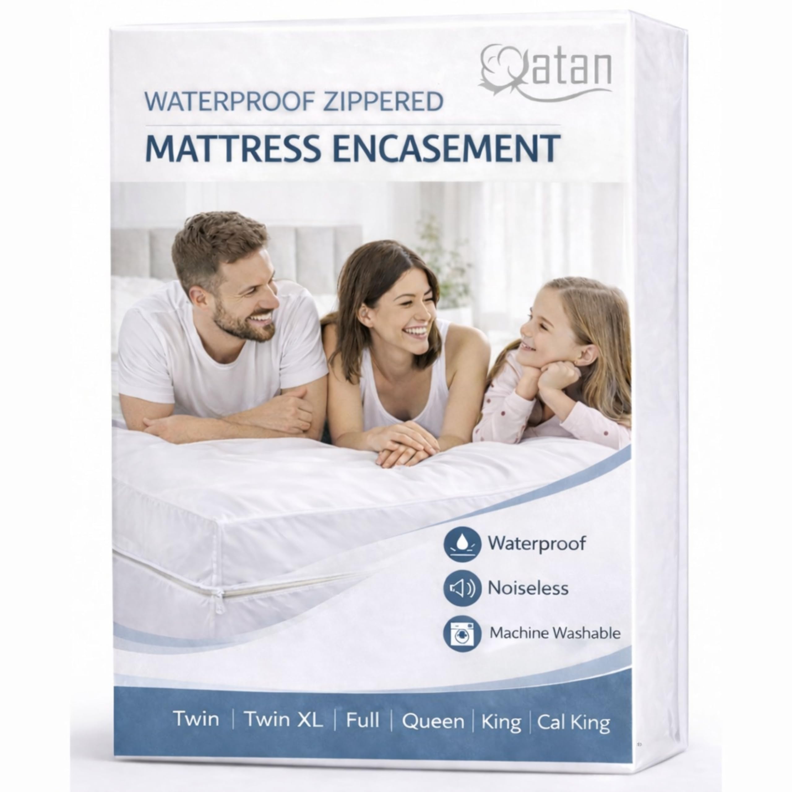 Zippered Mattress Encasement Full Size Waterproof Mattress Protector with Zipper, Breathable & Noiseless Absorbent 6-Sided Mattress Cover