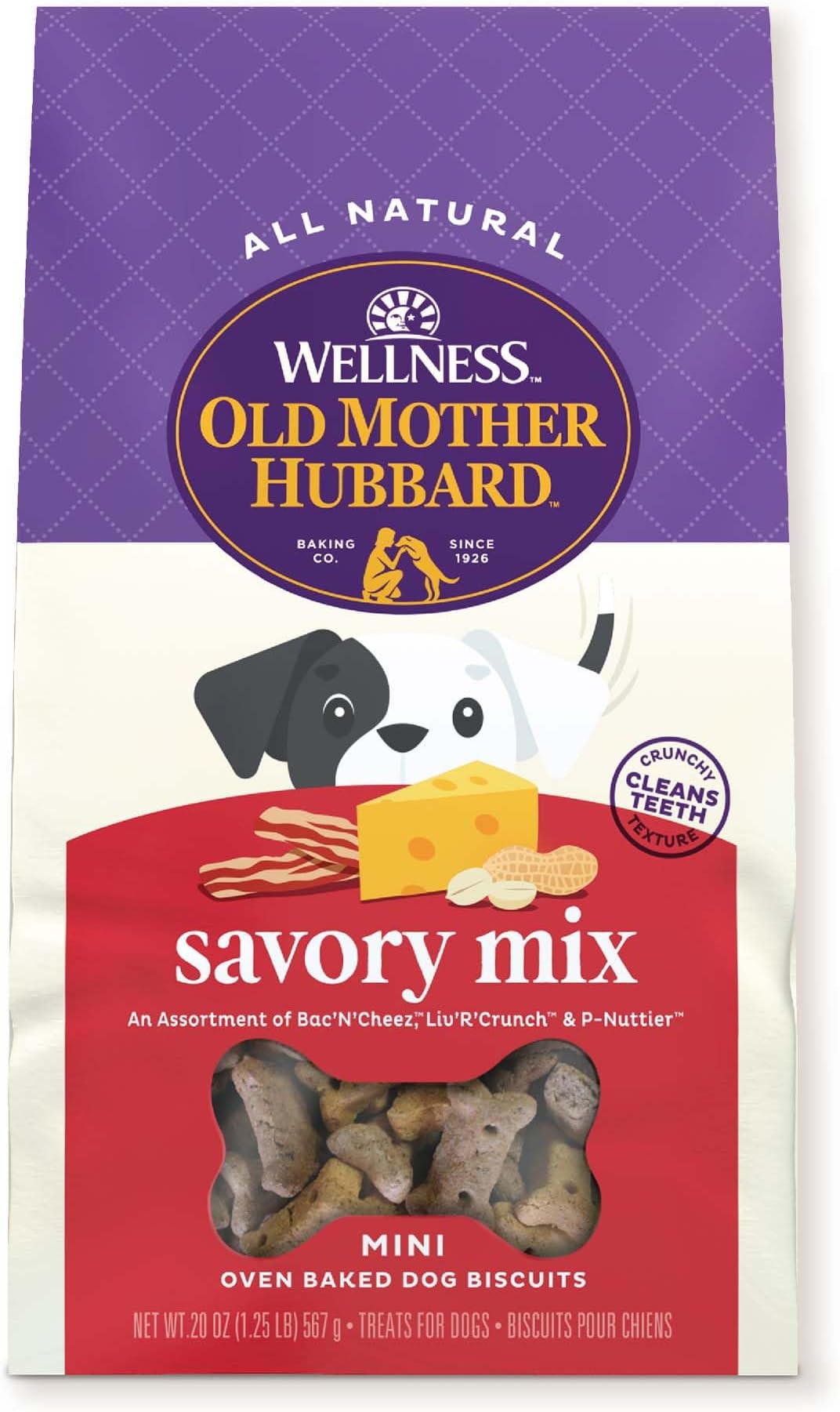 Wellness Old Mother Hubbard Classic Savory Mix Dog Biscuits, Natural Training Treats, 3 Flavors, Mini Size, 20 oz Bag