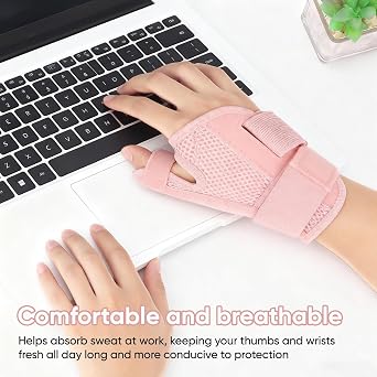 Thumb Splint for Left Right Hand - Adjustable Wrist and Thumb Support for Arthritis Pain - Support Thumb Brace for Arthritis, Tendonitis, Carpal Tunnel Pain Relief and Thumb Sprain (Pink)