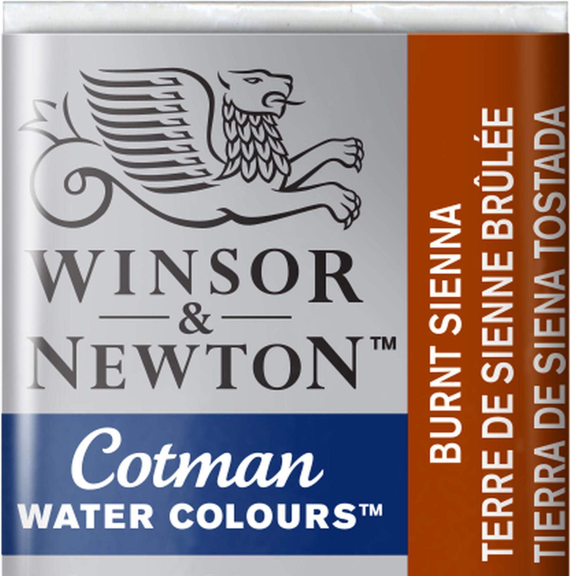 Winsor & Newton Cotman Water Colour Half Pan - Burnt Sienna (074) - Highly Pigmented, Vibrant, Vivid & Intermixable Artists' Water Colour Paints - More Colours Available