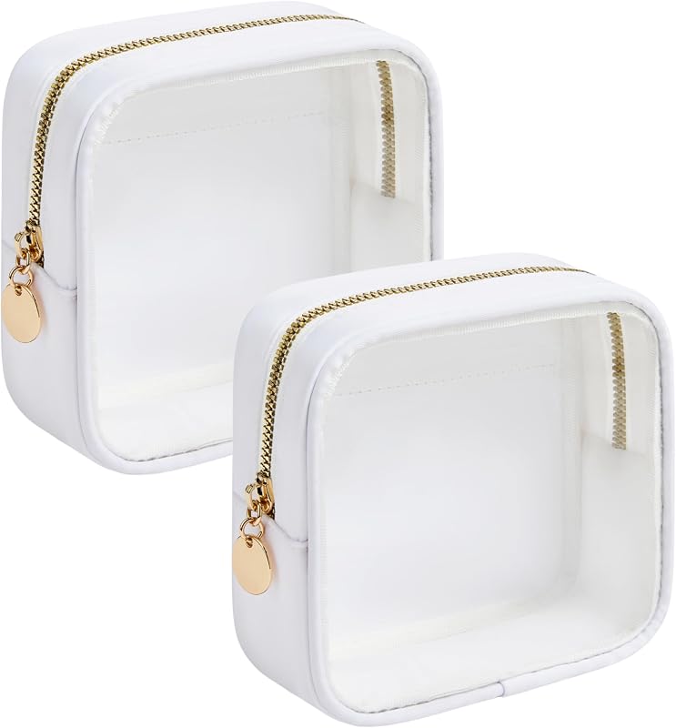 Necessaire transparente para maquiagem Yarnic com zíper, Mini Duo, estampa animal, pacote com 2