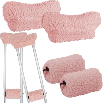 Sheepskin Fleece Crutch Pads Underarm Crutch Pads and Hand Grip Universal Ultra Thick Fluffy Crutch Covers