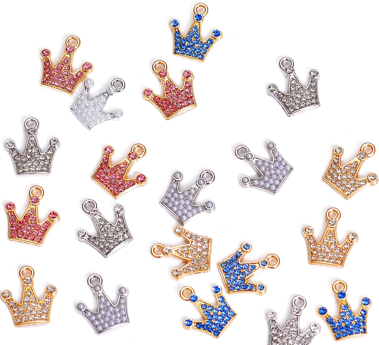 stino 20Pcs/16Pcs Paired Rhinestone Metal Charms for Jewelry Making, Mixed Color, Silver & Gold Plated Metal Charms for Earrings, Bracelets & Necklaces