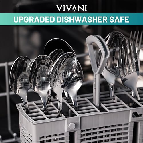 Miniatura 6 de VIVANI - Juego de cubiertos de acero inoxidable de alta calidad para 4, apto para lavavajillas, juego de cubiertos de oro superior, incluye